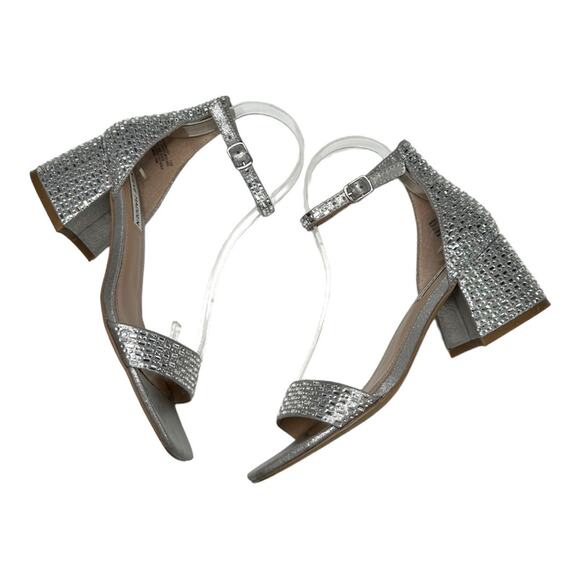 Steve Madden Imina Ankle Strap Silver Rhinestone Sandal Size 7.5 - Picture 3 of 13